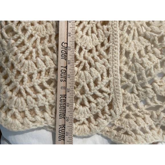 VTG. Crochet Sweater Cape Cardigan Womens M Open Knit Boho Festival Fairy 70s - Picture 10 of 12